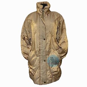 80s vtg Gold Shimmer Long Puffer Parka